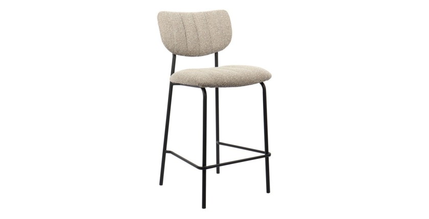 Chaise de comptoir VENTURA – Tissu brun – Pieds en métal noir – Hauteur 97 cm – Style design/industriel