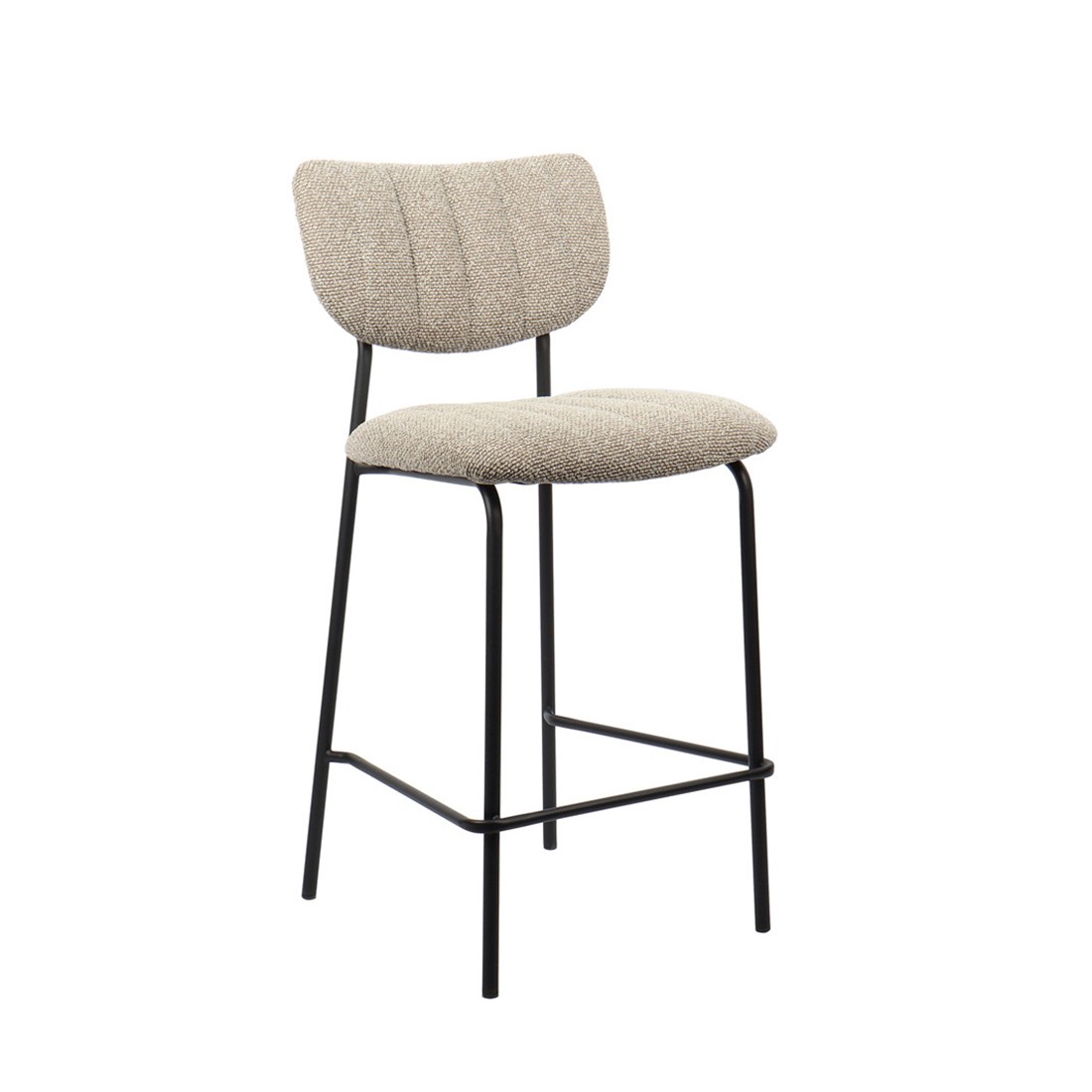 Chaise de comptoir VENTURA – Tissu brun – Pieds en métal noir – Hauteur 97 cm – Style design/industriel