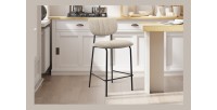 Sedia da bancone VENTURA – Tessuto marrone – Piedi in metallo nero – Altezza 97 cm – Stile design/industriale
