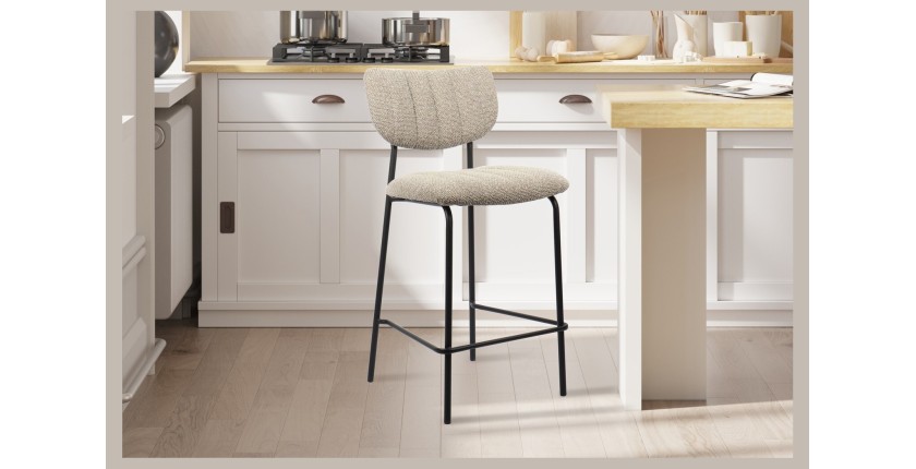 Sedia da bancone VENTURA – Tessuto marrone – Piedi in metallo nero – Altezza 97 cm – Stile design/industriale