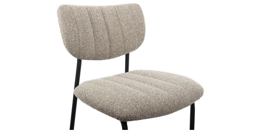 Chaise de comptoir VENTURA – Tissu brun – Pieds en métal noir – Hauteur 97 cm – Style design/industriel
