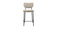 Chaise de comptoir VENTURA – Tissu brun – Pieds en métal noir – Hauteur 97 cm – Style design/industriel