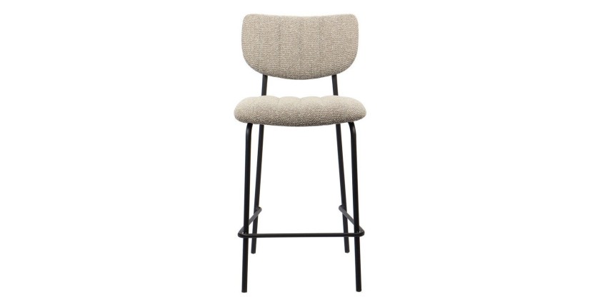 Chaise de comptoir VENTURA – Tissu brun – Pieds en métal noir – Hauteur 97 cm – Style design/industriel