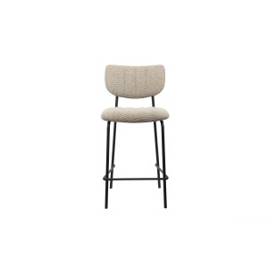 Chaise de comptoir VENTURA – Tissu brun – Pieds en métal noir – Hauteur 97 cm – Style design/industriel