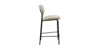 Chaise de comptoir VENTURA – Tissu brun – Pieds en métal noir – Hauteur 97 cm – Style design/industriel
