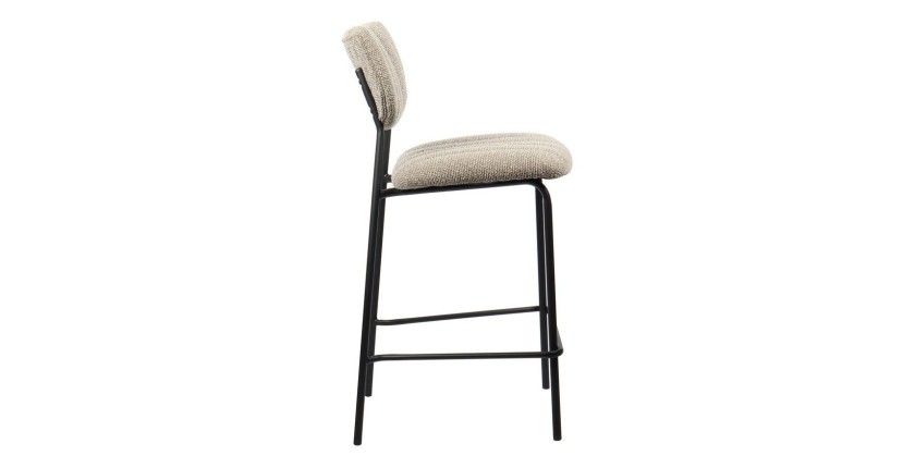 Chaise de comptoir VENTURA – Tissu brun – Pieds en métal noir – Hauteur 97 cm – Style design/industriel