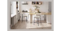 Sedia da bancone VENTURA – Tessuto marrone – Piedi in metallo nero – Altezza 97 cm – Stile design/industriale