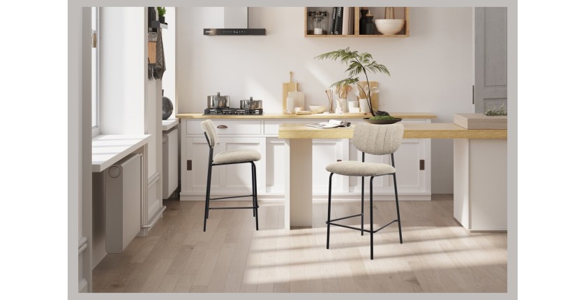 Sedia da bancone VENTURA – Tessuto marrone – Piedi in metallo nero – Altezza 97 cm – Stile design/industriale