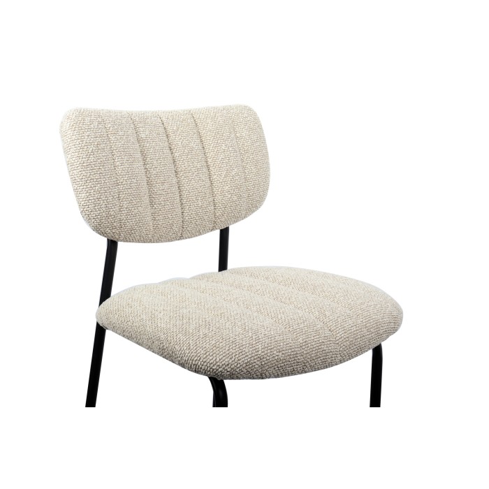 Sedia da bancone VENTURA – Tessuto beige – Piedi in metallo nero – Altezza 97 cm – Stile design/industriale