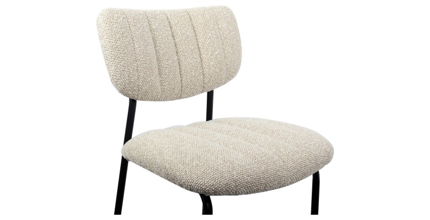 Chaise de comptoir VENTURA – Tissu beige – Pieds en métal noir – Hauteur 97 cm – Style design/industriel