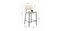 Chaise de comptoir VENTURA – Tissu beige – Pieds en métal noir – Hauteur 97 cm – Style design/industriel