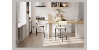 Counterstoel VENTURA - Beige stof - Zwarte metalen poten - Hoogte 97 cm - Design/industriële stijl