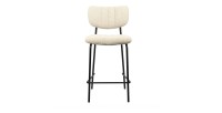 Chaise de comptoir VENTURA – Tissu beige – Pieds en métal noir – Hauteur 97 cm – Style design/industriel