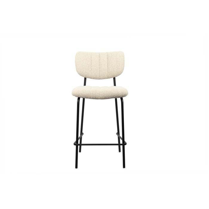 Sedia da bancone VENTURA – Tessuto beige – Piedi in metallo nero – Altezza 97 cm – Stile design/industriale