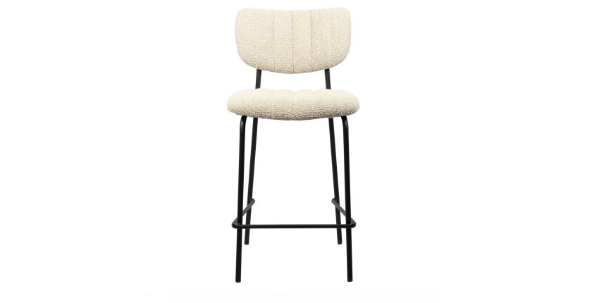 Counterstoel VENTURA - Beige stof - Zwarte metalen poten - Hoogte 97 cm - Design/industriële stijl