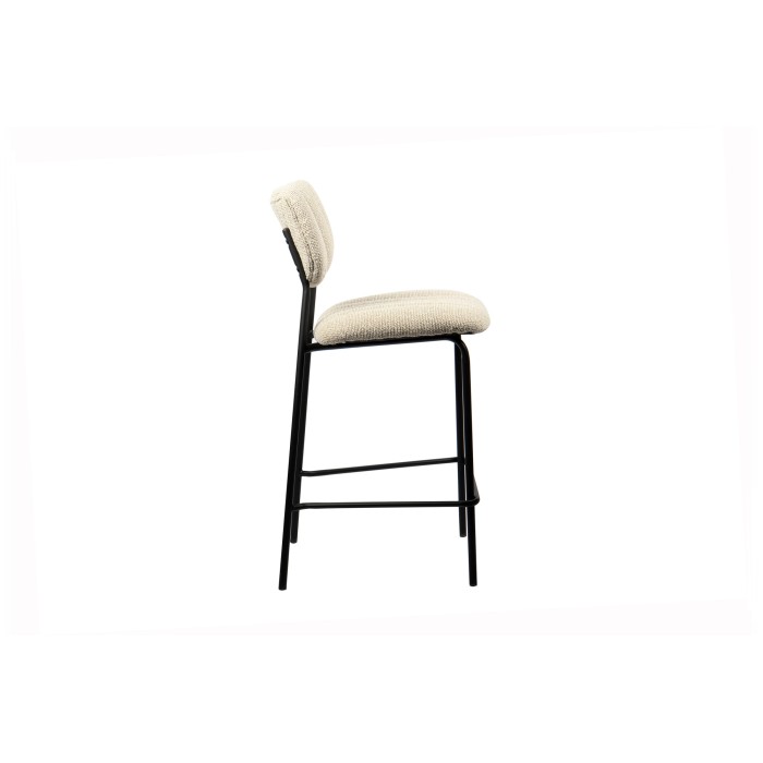 Chaise de comptoir VENTURA – Tissu beige – Pieds en métal noir – Hauteur 97 cm – Style design/industriel