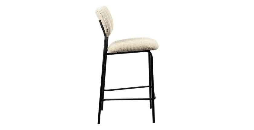 Chaise de comptoir VENTURA – Tissu beige – Pieds en métal noir – Hauteur 97 cm – Style design/industriel