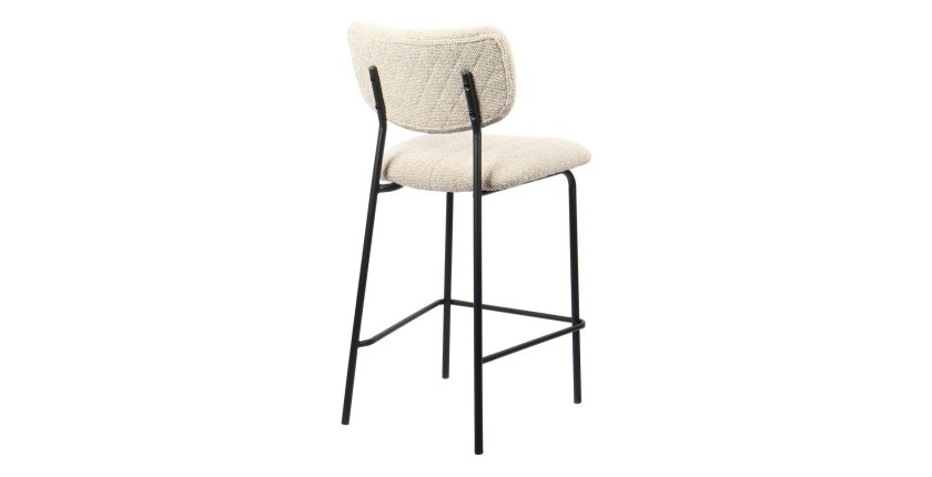 Chaise de comptoir VENTURA – Tissu beige – Pieds en métal noir – Hauteur 97 cm – Style design/industriel