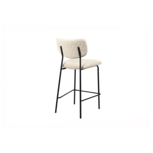 Chaise de comptoir VENTURA – Tissu beige – Pieds en métal noir – Hauteur 97 cm – Style design/industriel
