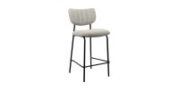 Chaise de comptoir VENTURA – Tissu gris clair – Pieds en métal noir – Hauteur 97 cm – Style design/industriel
