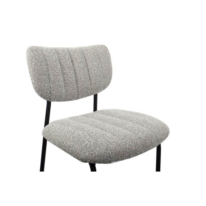 Sedia da banco VENTURA – Tessuto grigio chiaro – Piedi in metallo nero – Altezza 97 cm – Stile design/industriale