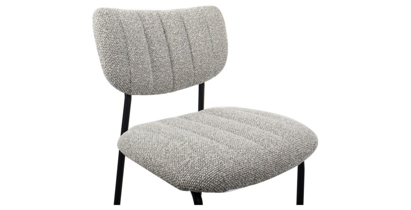Chaise de comptoir VENTURA – Tissu gris clair – Pieds en métal noir – Hauteur 97 cm – Style design/industriel