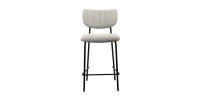 Chaise de comptoir VENTURA – Tissu gris clair – Pieds en métal noir – Hauteur 97 cm – Style design/industriel