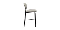 Chaise de comptoir VENTURA – Tissu gris clair – Pieds en métal noir – Hauteur 97 cm – Style design/industriel