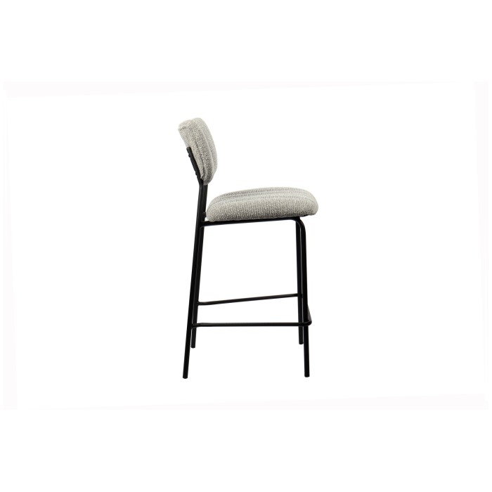 Sedia da banco VENTURA – Tessuto grigio chiaro – Piedi in metallo nero – Altezza 97 cm – Stile design/industriale