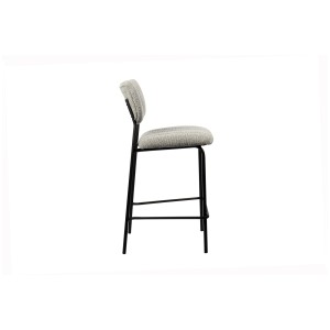 Counterstoel VENTURA - Lichtgrijze stof - Zwarte metalen poten - Hoogte 97 cm - Design/industriële stijl