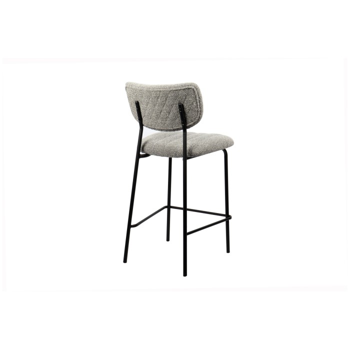 Sedia da banco VENTURA – Tessuto grigio chiaro – Piedi in metallo nero – Altezza 97 cm – Stile design/industriale
