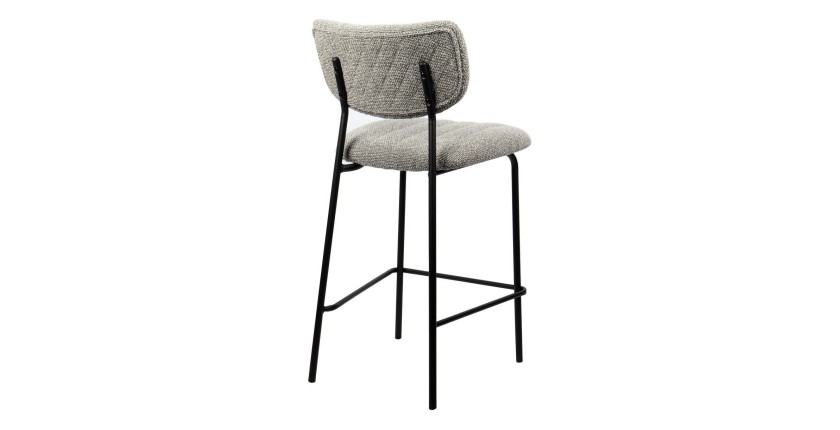 Counterstoel VENTURA - Lichtgrijze stof - Zwarte metalen poten - Hoogte 97 cm - Design/industriële stijl