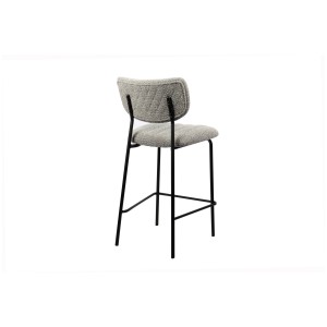 Counterstoel VENTURA - Lichtgrijze stof - Zwarte metalen poten - Hoogte 97 cm - Design/industriële stijl