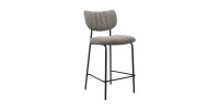 Chaise de comptoir VENTURA – Tissu gris foncé – Pieds en métal noir – Hauteur 97 cm – Style design/industriel