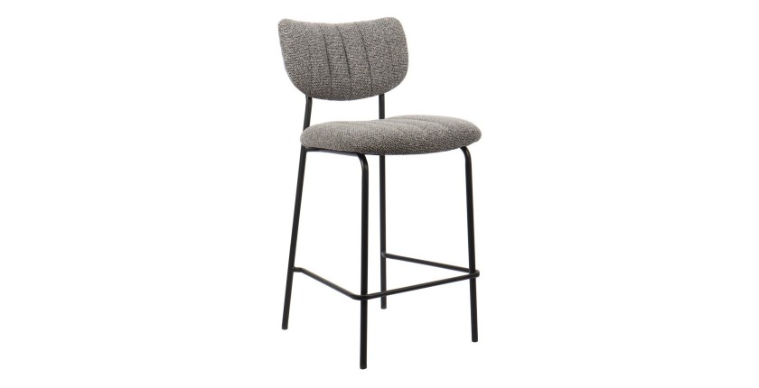 Chaise de comptoir VENTURA – Tissu gris foncé – Pieds en métal noir – Hauteur 97 cm – Style design/industriel