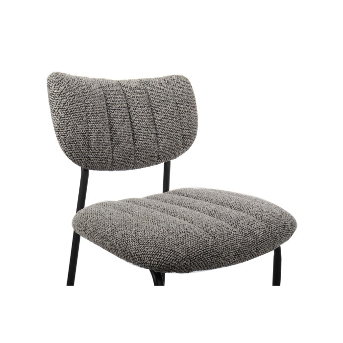 Sedia da banco VENTURA – Tessuto grigio scuro – Gambe in metallo nero – Altezza 97 cm – Stile design/industriale