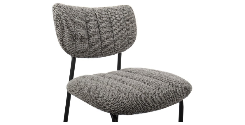 Chaise de comptoir VENTURA – Tissu gris foncé – Pieds en métal noir – Hauteur 97 cm – Style design/industriel