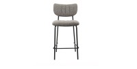 Chaise de comptoir VENTURA – Tissu gris foncé – Pieds en métal noir – Hauteur 97 cm – Style design/industriel
