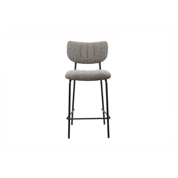 Chaise de comptoir VENTURA – Tissu gris foncé – Pieds en métal noir – Hauteur 97 cm – Style design/industriel