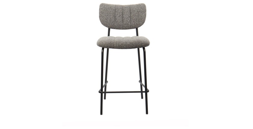 Chaise de comptoir VENTURA – Tissu gris foncé – Pieds en métal noir – Hauteur 97 cm – Style design/industriel