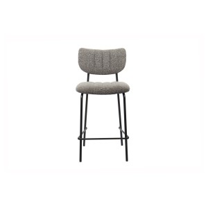 Chaise de comptoir VENTURA – Tissu gris foncé – Pieds en métal noir – Hauteur 97 cm – Style design/industriel