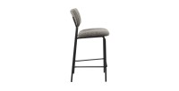 Chaise de comptoir VENTURA – Tissu gris foncé – Pieds en métal noir – Hauteur 97 cm – Style design/industriel