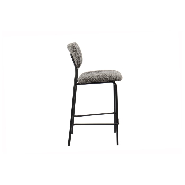 Sedia da banco VENTURA – Tessuto grigio scuro – Gambe in metallo nero – Altezza 97 cm – Stile design/industriale