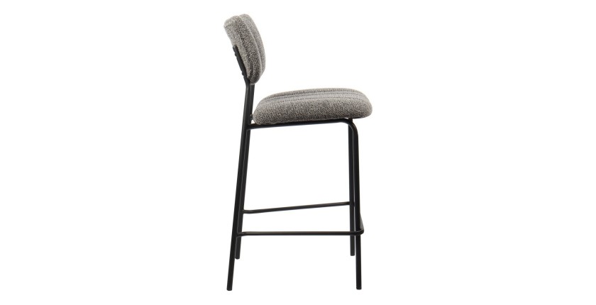 Chaise de comptoir VENTURA – Tissu gris foncé – Pieds en métal noir – Hauteur 97 cm – Style design/industriel