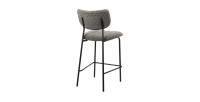 Chaise de comptoir VENTURA – Tissu gris foncé – Pieds en métal noir – Hauteur 97 cm – Style design/industriel