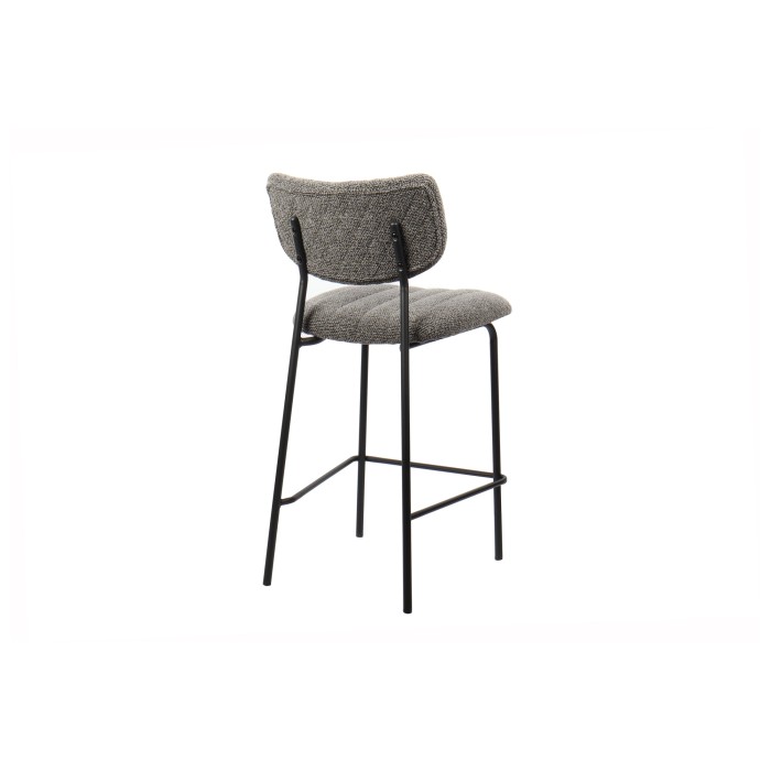 Chaise de comptoir VENTURA – Tissu gris foncé – Pieds en métal noir – Hauteur 97 cm – Style design/industriel