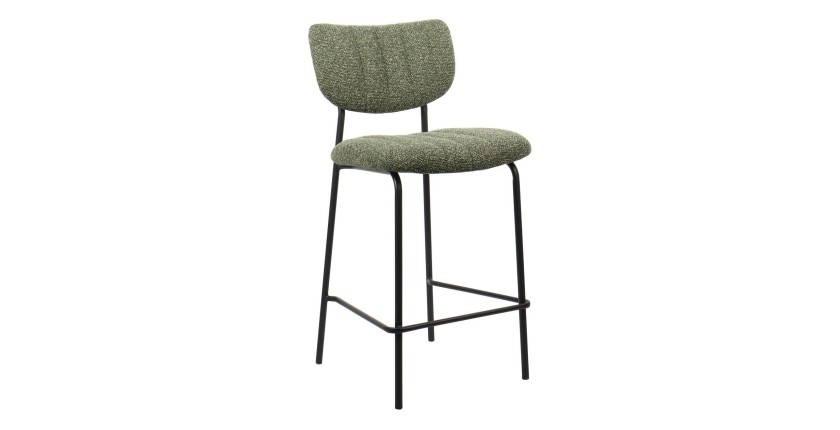 Counterstoel VENTURA - Stof in saliegroen - Zwarte metalen poten - Hoogte 97 cm - Design/industriële stijl