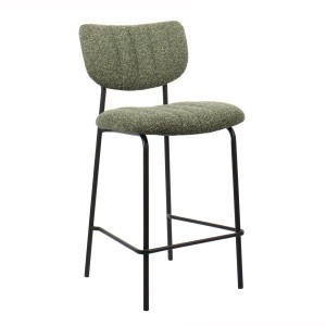 Counterstoel VENTURA - Stof in saliegroen - Zwarte metalen poten - Hoogte 97 cm - Design/industriële stijl