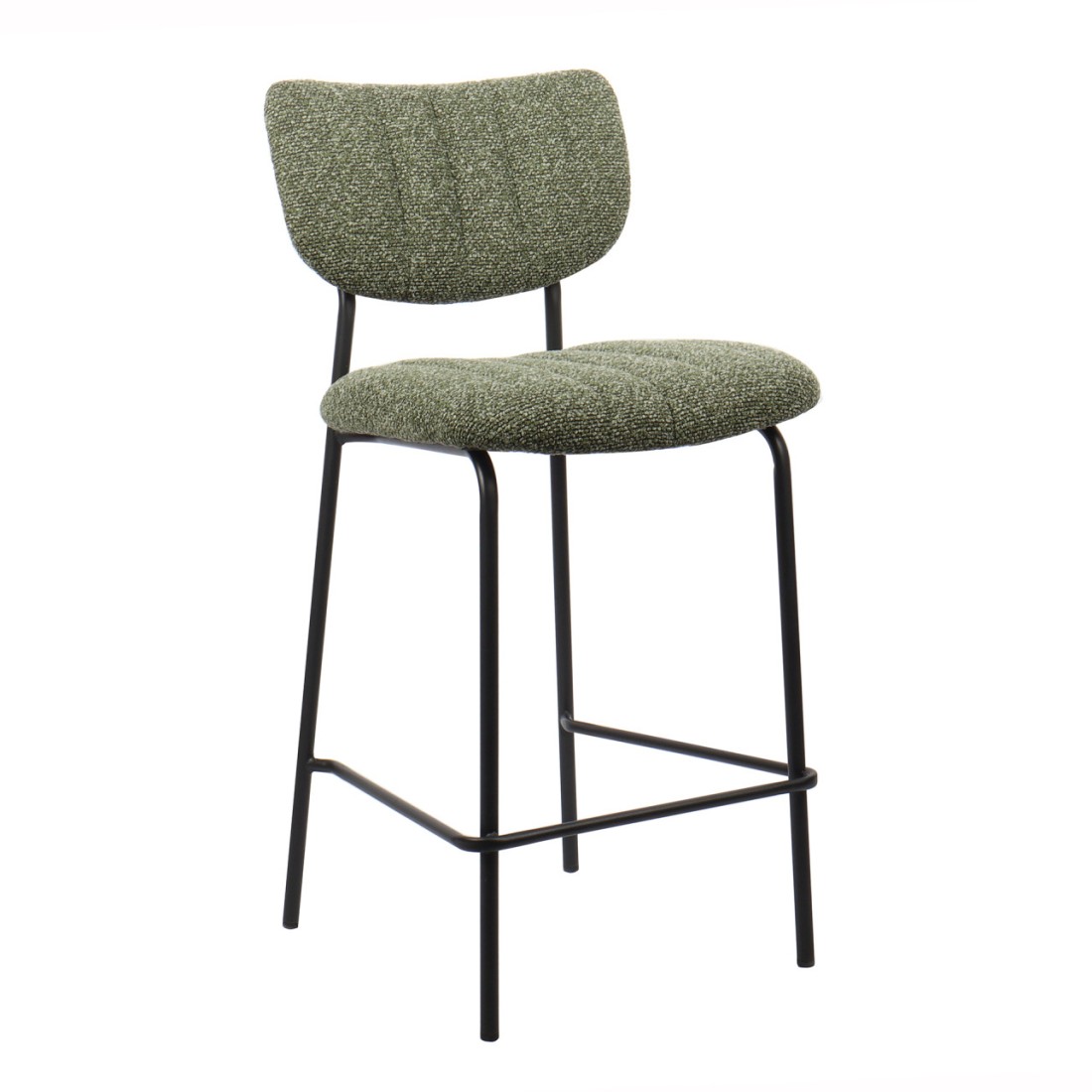 Counterstoel VENTURA - Stof in saliegroen - Zwarte metalen poten - Hoogte 97 cm - Design/industriële stijl