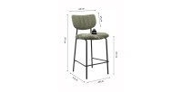 Counterstoel VENTURA - Stof in saliegroen - Zwarte metalen poten - Hoogte 97 cm - Design/industriële stijl
